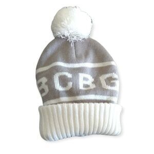 Kids BCBGirls Beanie Puff Ball Grey